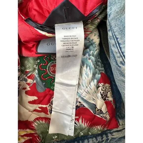 Gucci Blue DIY Custom Embroidered Patch Denim Jacket - Picture 5 of 7